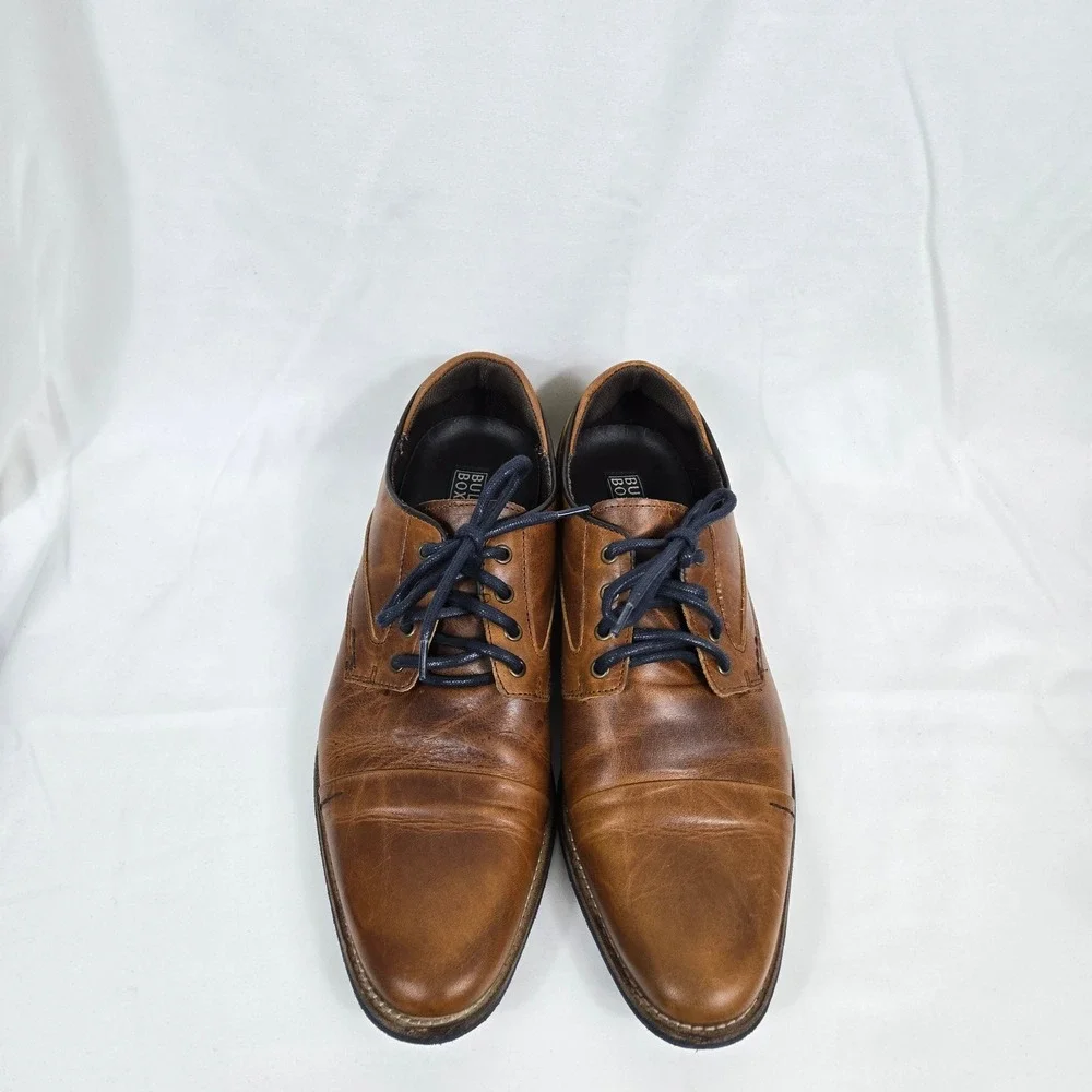 Bullboxer Mens Cognac Tan Tiquos Leather Burnished Finish Derby‎ Dress Shoes 12M